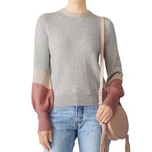 Cupcakes & Cashmere Greenville Colorblock Sweater Grey Pink - Size S